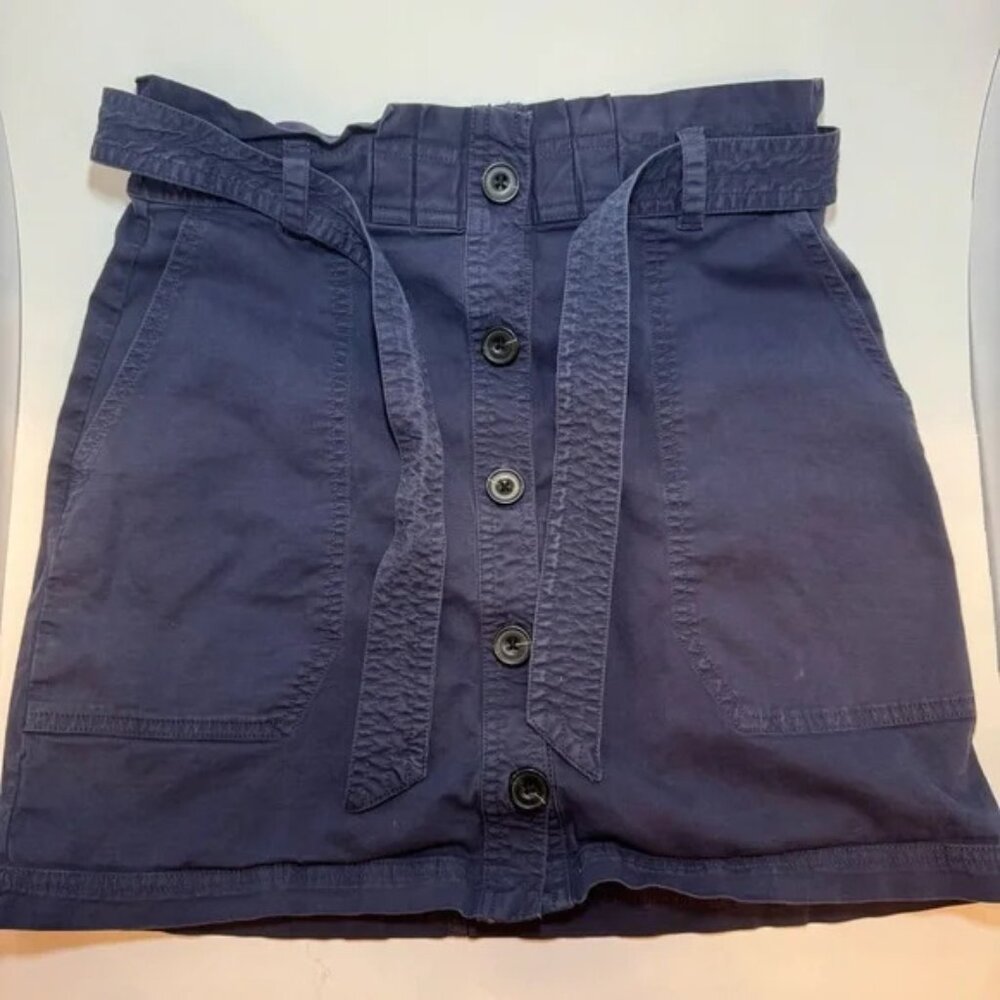Abercrombie Fitch Skirt Womens S Navy Belted Pockets Academia Coastal Chic Y2K